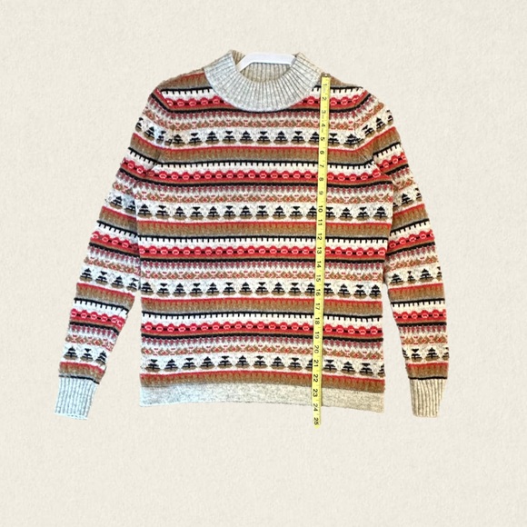 J. Crew Lambswool Fair Isle Mock Neck Pullover Long Sleeve Sweater - Picture 5 of 8